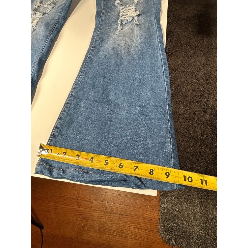 Celebrity Ace Jeans Size 13 Flare Distressed 5-Pocket Denim Bottom Cut 13/27 - Picture 10 of 11